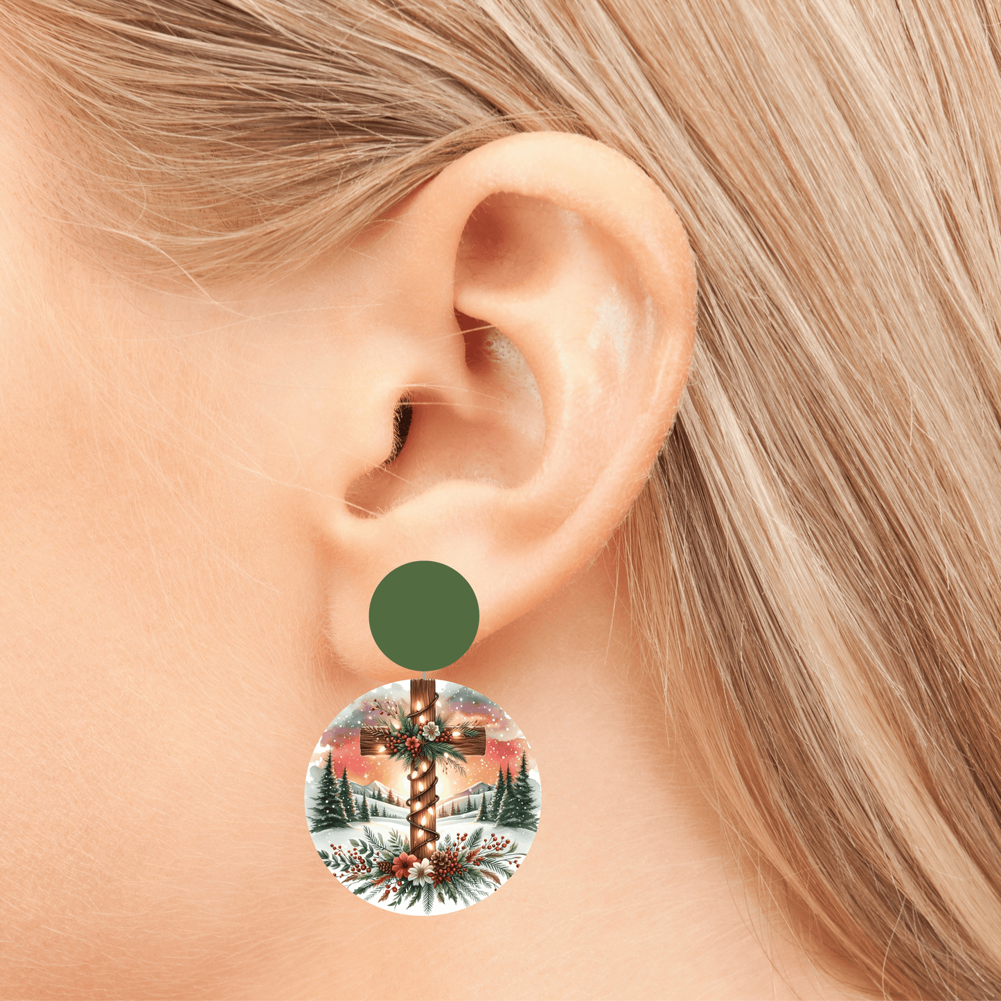 Christmas Cross Drop Dangle