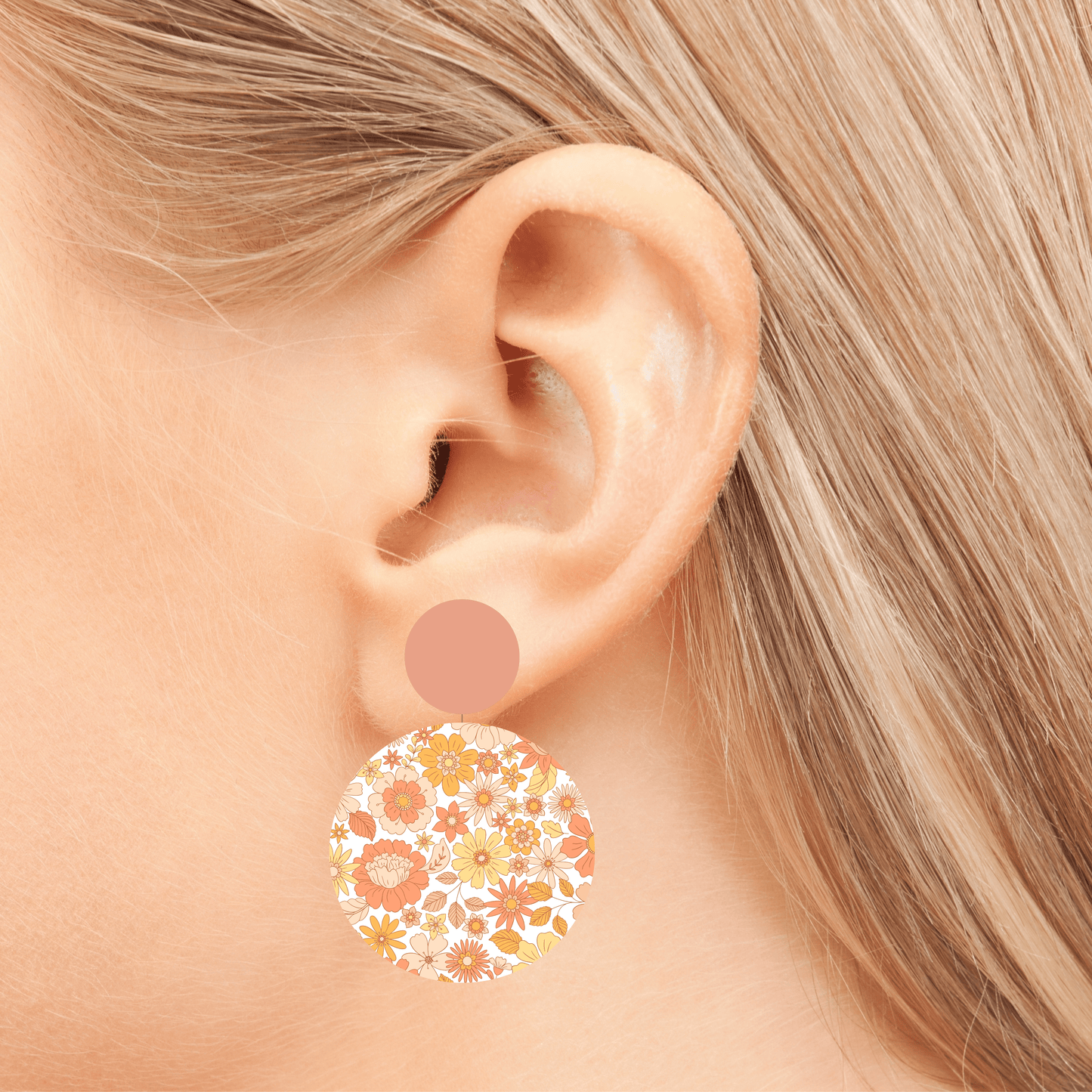 Retro Floral Statement Drop Dangle