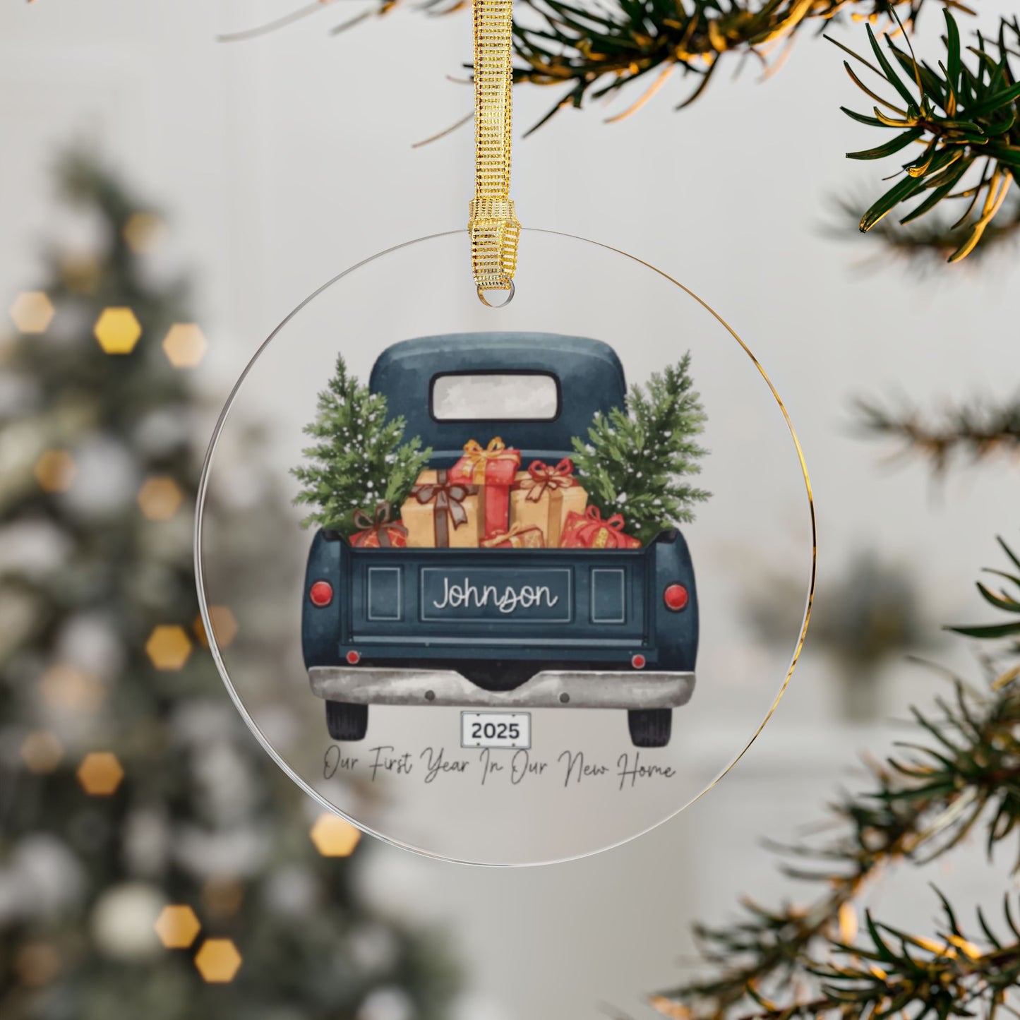 Fully Customizable Christmas Truck Acrylic Ornaments