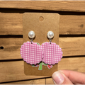Pink Plaid Scalloped Drop Dangle