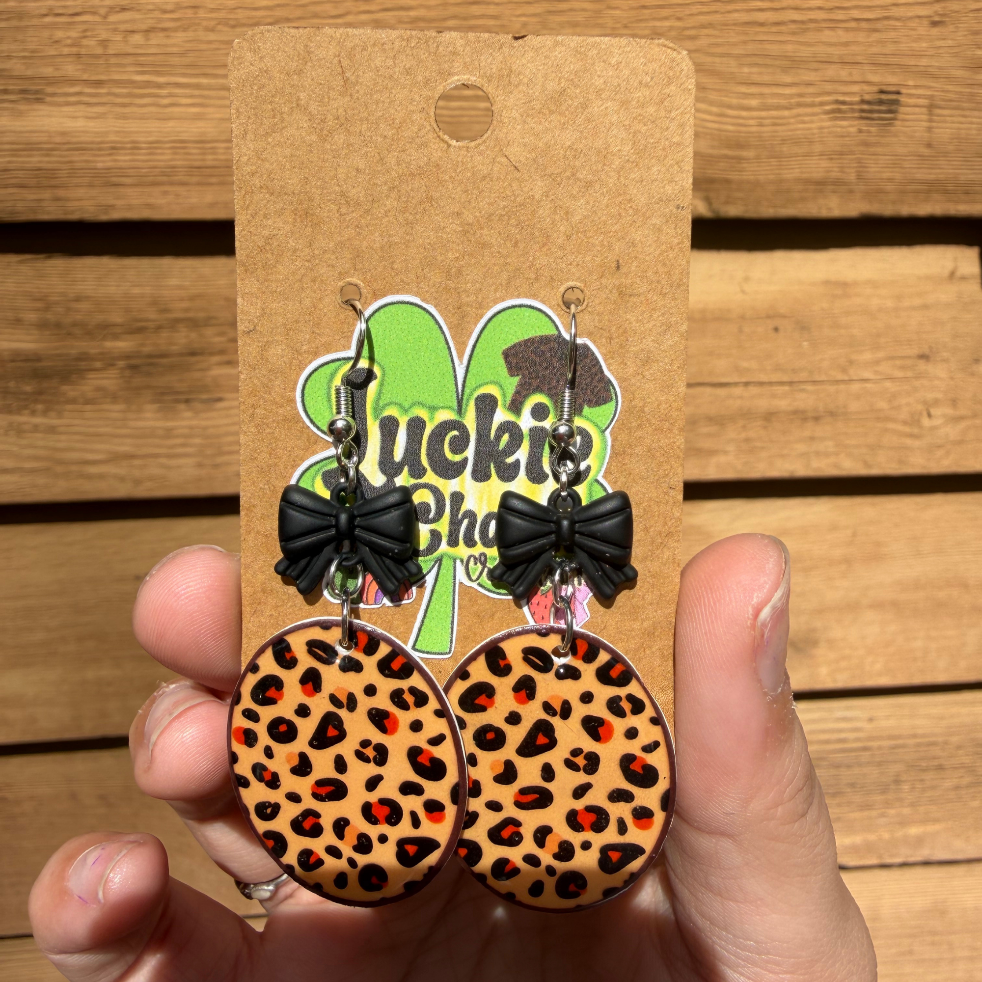 Cheetah Dangle with Bow Accent