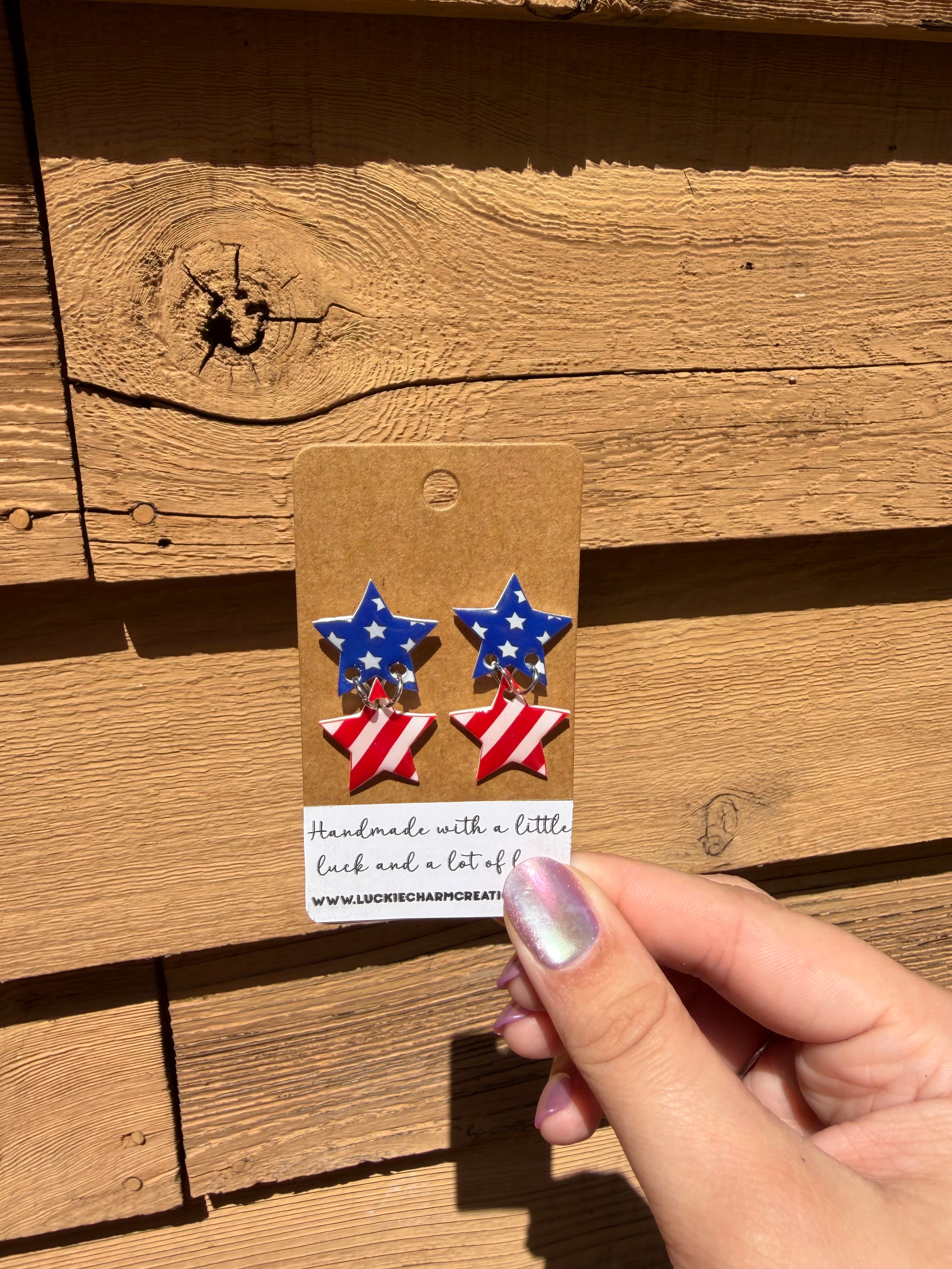 American Flag Star Drop Dangle