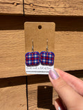 Red, Blue, White Plaid Scalloped Dangle
