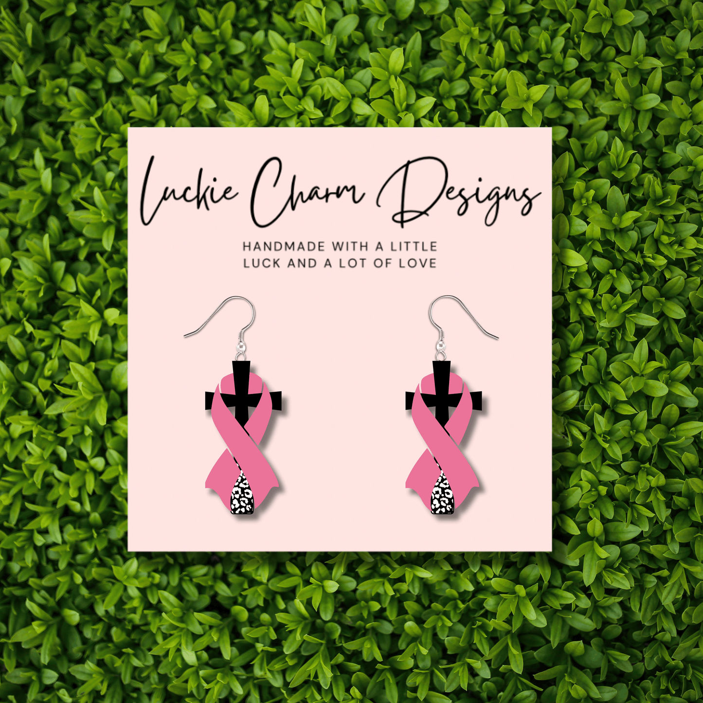 Breast Cancer Awareness Half Cheetah Print Cross