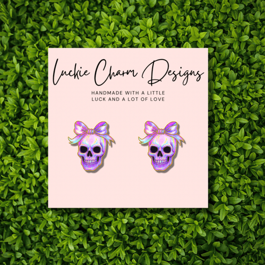 Holographic Skull Stud