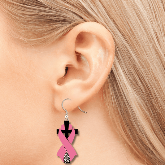 Breast Cancer Awareness Half Cheetah Print Cross