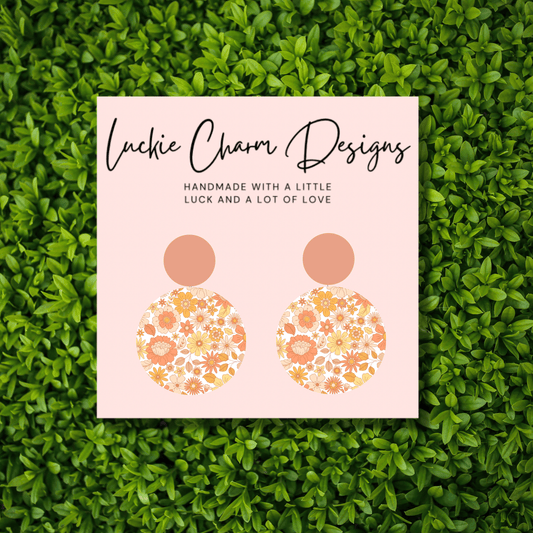 Retro Floral Statement Drop Dangle