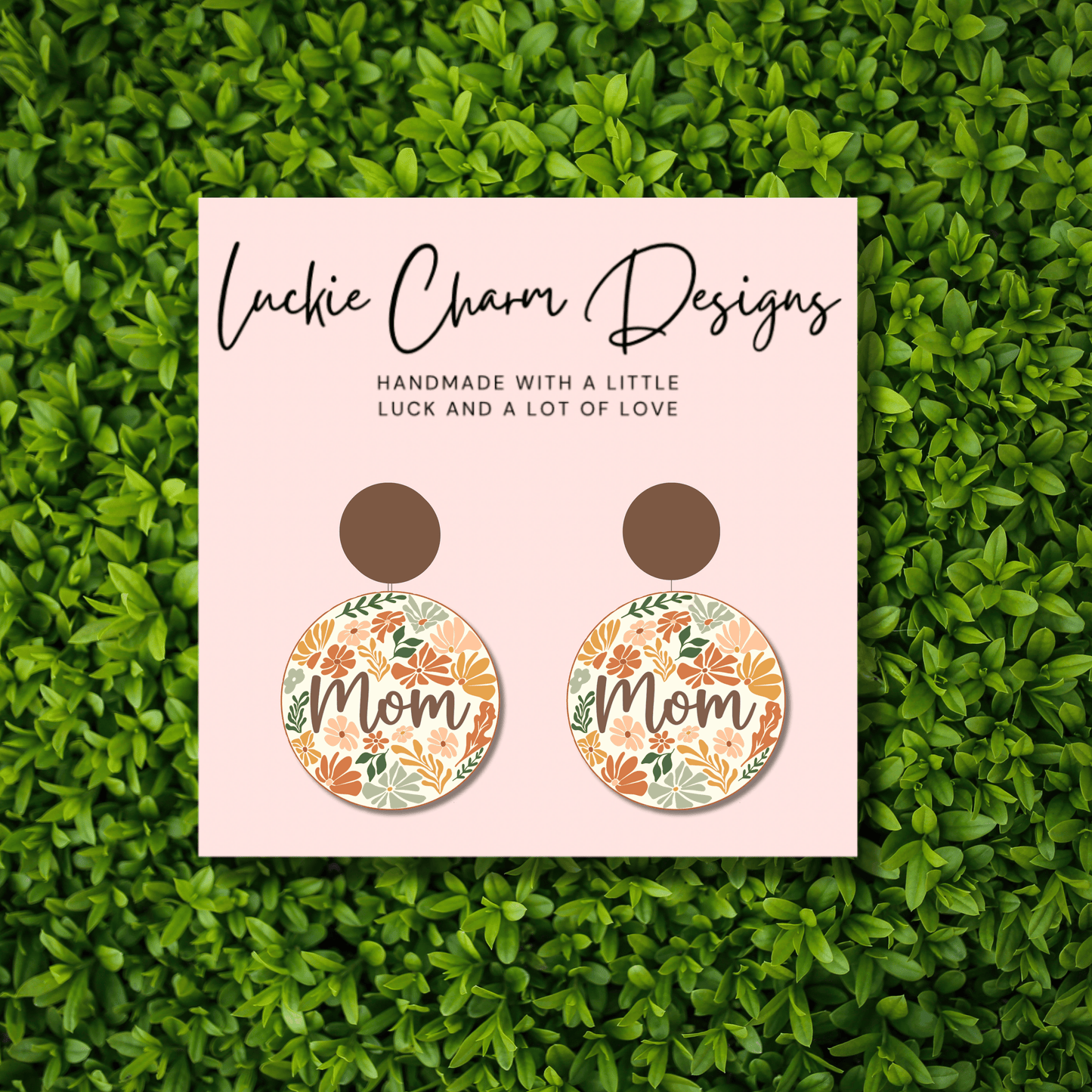Mom Floral Statement Drop Dangle