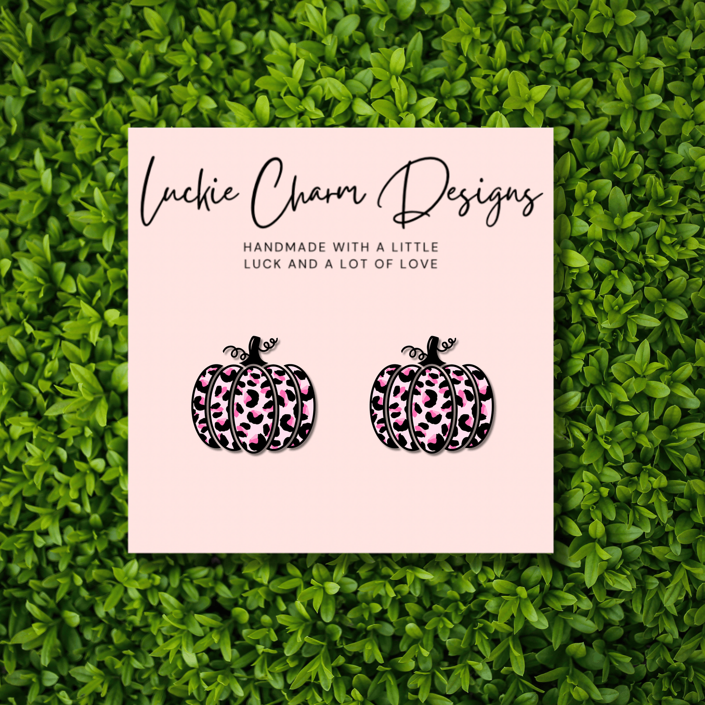 Pink Cheetah Pumpkin Studs