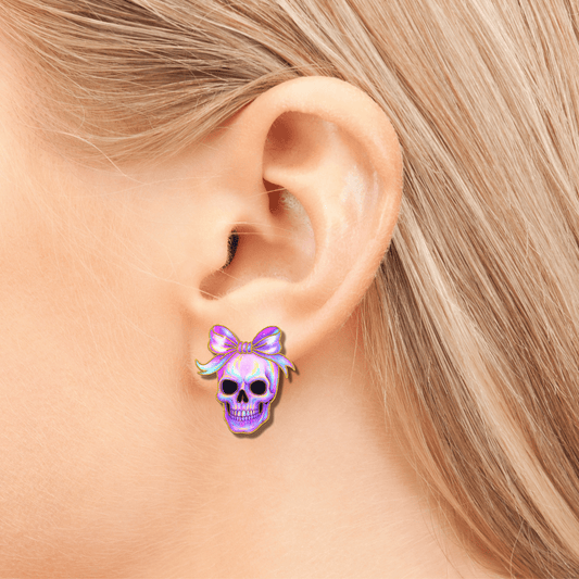 Holographic Skull Stud