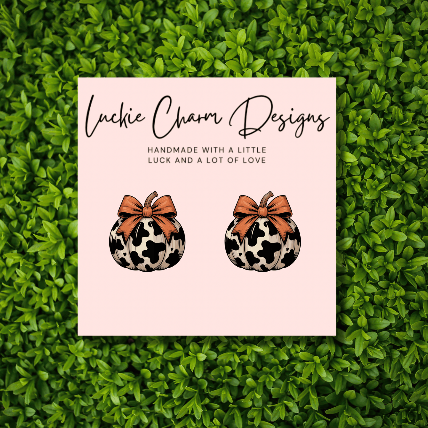 Cow Print Pumpkin Stud