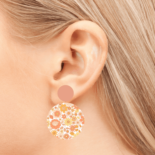 Retro Floral Statement Drop Dangle
