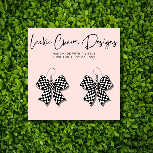 Checkered Bow Dangle