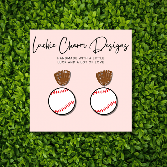 Baseball & Glove Drop Dangle