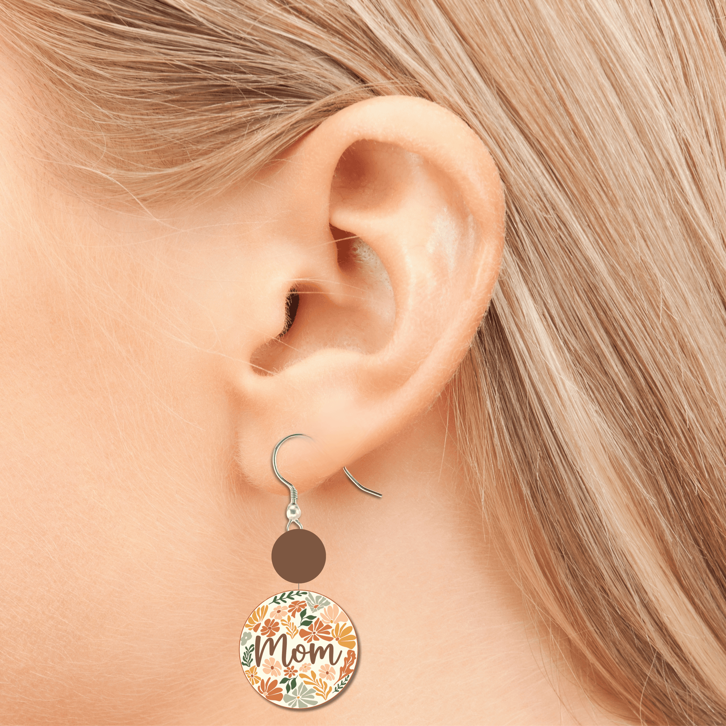 Mom Floral Statement Drop Dangle