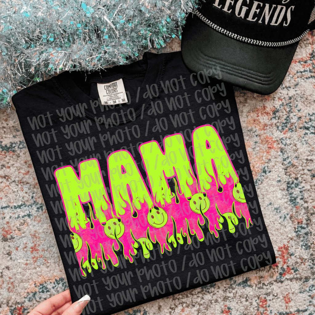Mama Smiley Flame Graphic T-Shirt