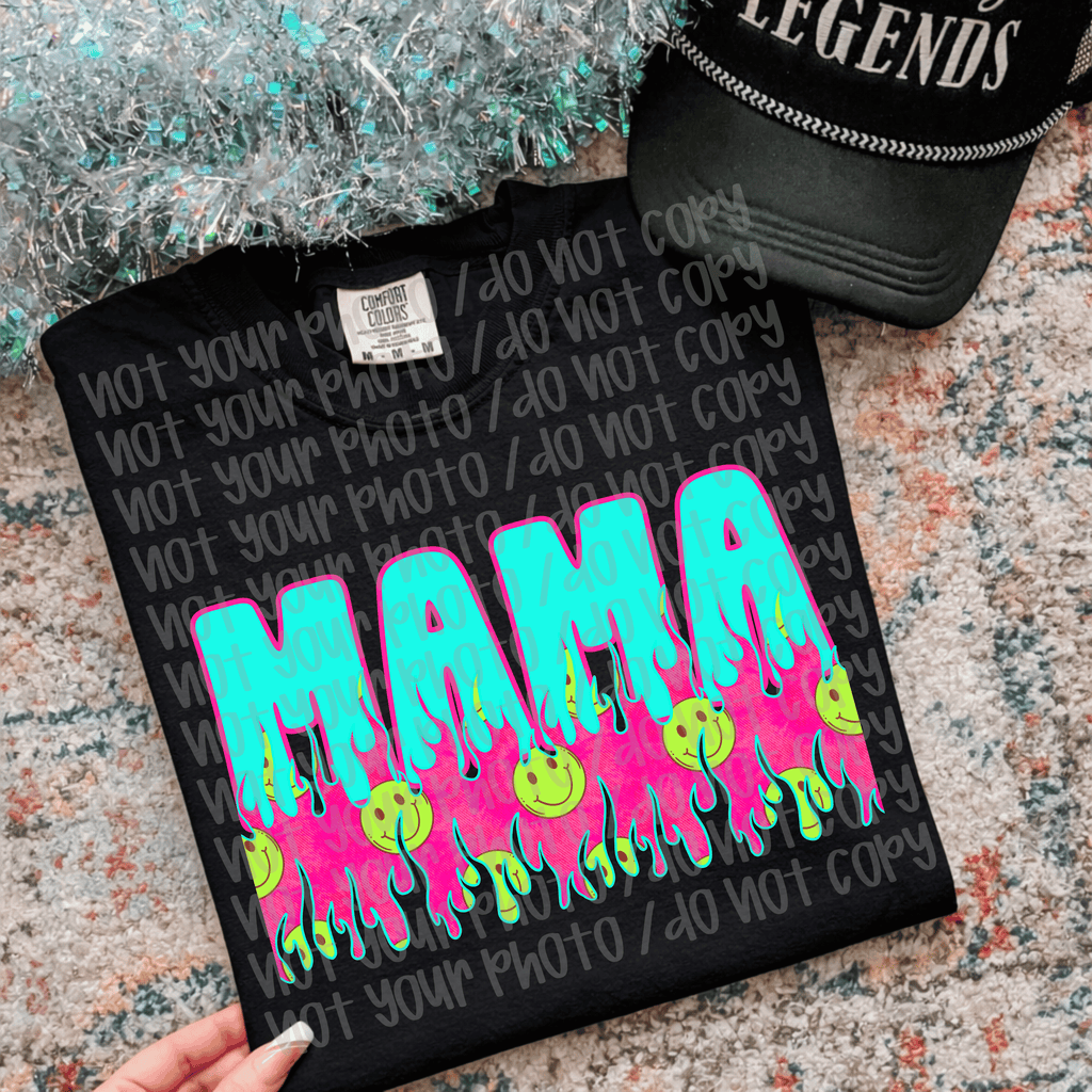 Mama Smiley Flame Graphic T-Shirt