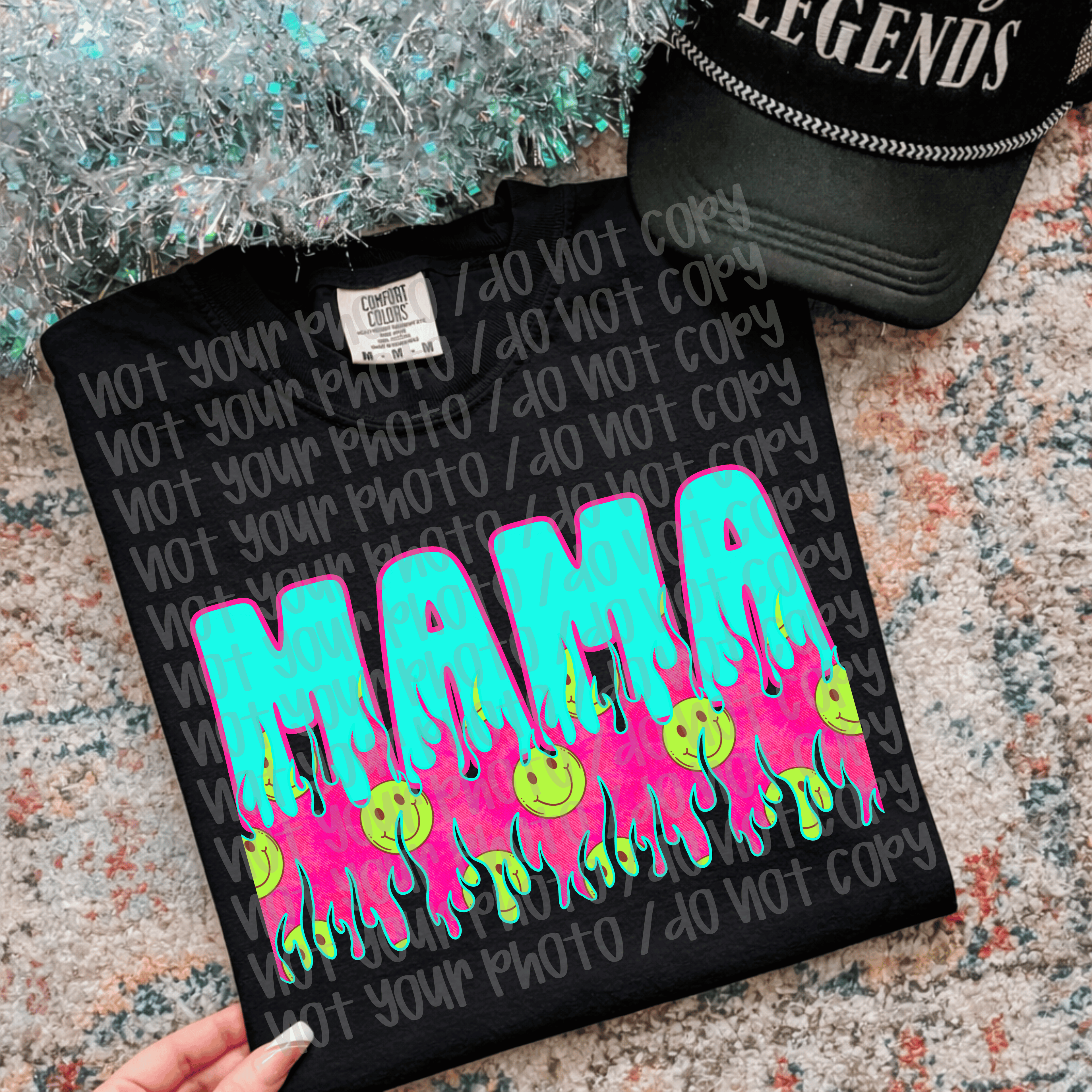 Mama Smiley Flame Graphic T-Shirt