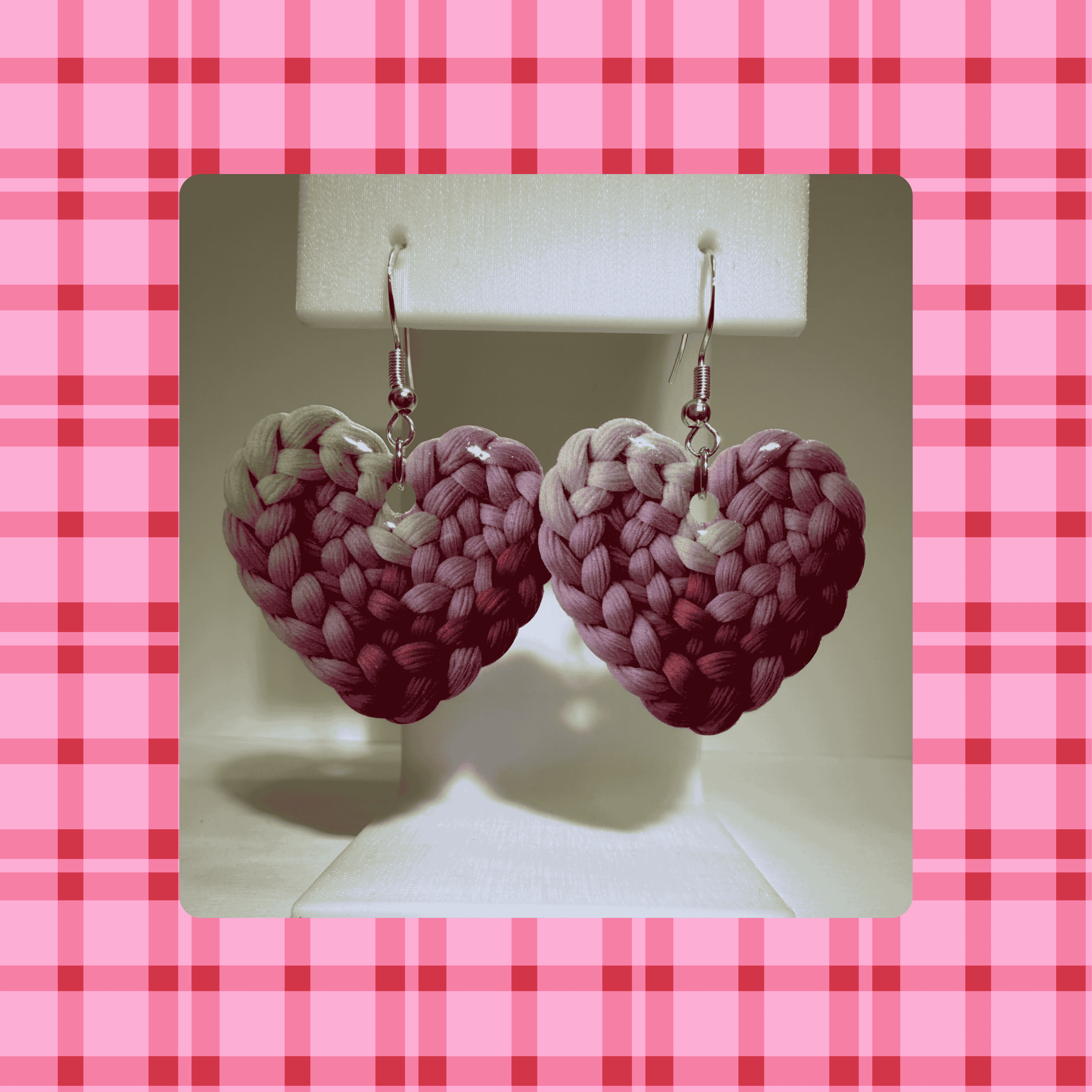 Woven Yarn Style  Heart Dangle