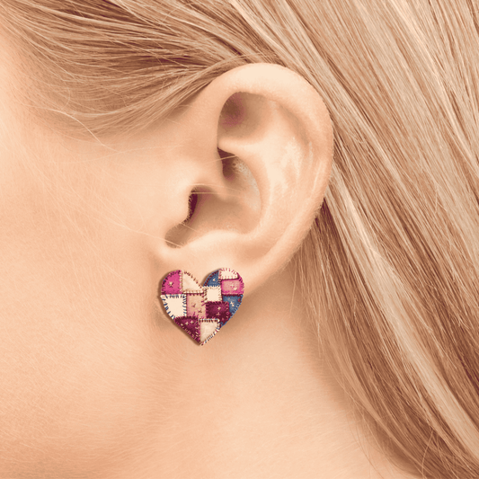Patchwork Heart Stud